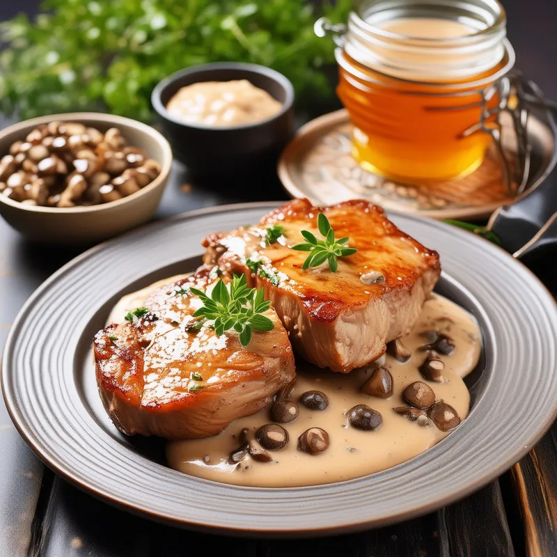 Maple Glazed Pork Chops with Mead-infused Mushroom Gravy image